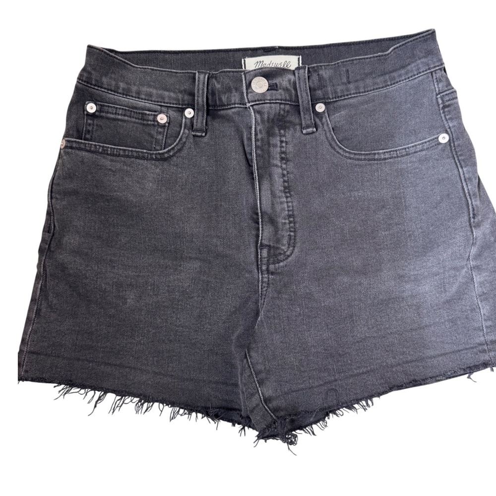 Madewell High-Rise Denim Shorts Faded Black Raw Hem‎ Cut-Offs Size 27